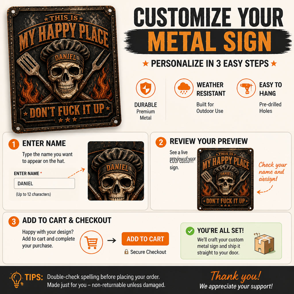 Grill Master Happy Place Metal Sign — Name Personalized - Personalized Metal Sign 9c674c3f-5d45-4de8-879e-682569cfbfbf.jpg