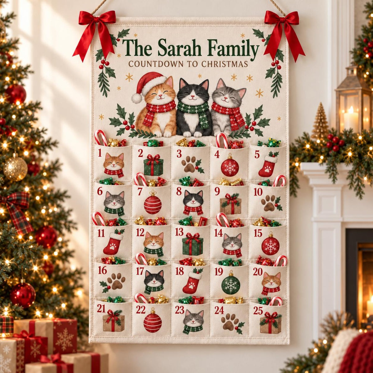 Personalized Cat Advent Calendar, Canvas Christmas Countdown with 25 Pockets, Custom Family Name Wall Hanging, Reusable Christmas Home Decor 9c681af4-287a-47e6-a98d-808149d2516b-il_1588xN.8601196267_i2mf.jpg