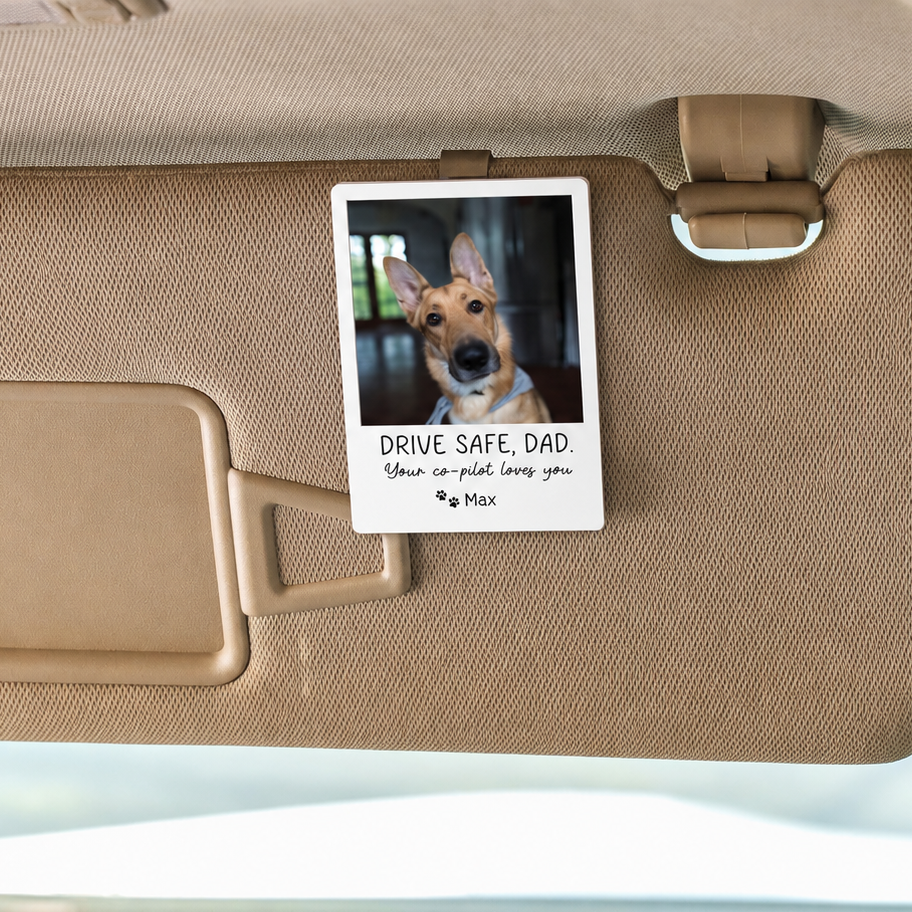 Custom Dog Photo Car Visor Clip, Fathers Day Gift from Dog, Personalized Dog Dad Gift, Dog Lover Gift, Dog Owner Gift