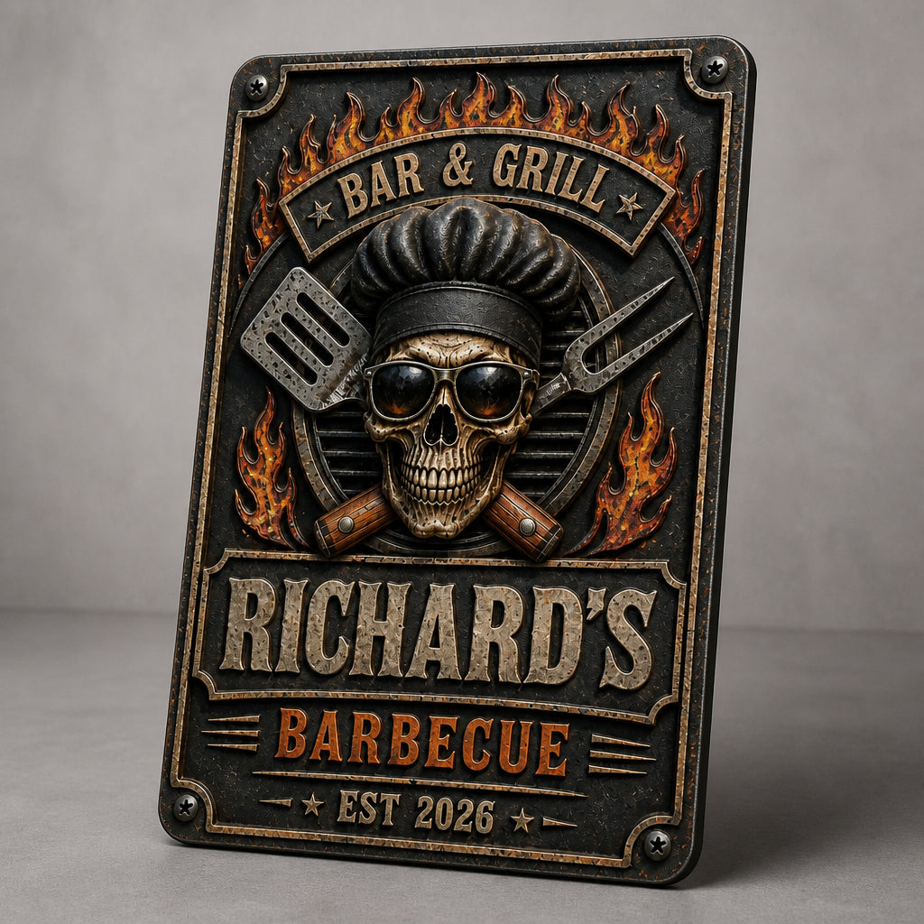 Personalized Bar & Grill Metal Sign – Skull Chef BBQ with Custom Name & Est. Year - Personalized Metal Sign 9c87e923-9f03-41a0-86ca-644c6dbfee27.jpg