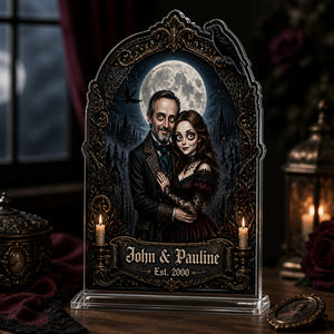 Gothic Couple Portrait Standing Acrylic Plaque — Custom Photo, Names & Est. Year - Personalized Acrylic Custom shape Standing 1 layer (FS) 9ce910fc-e6fb-44b0-8703-9f5291e3e89e.jpg