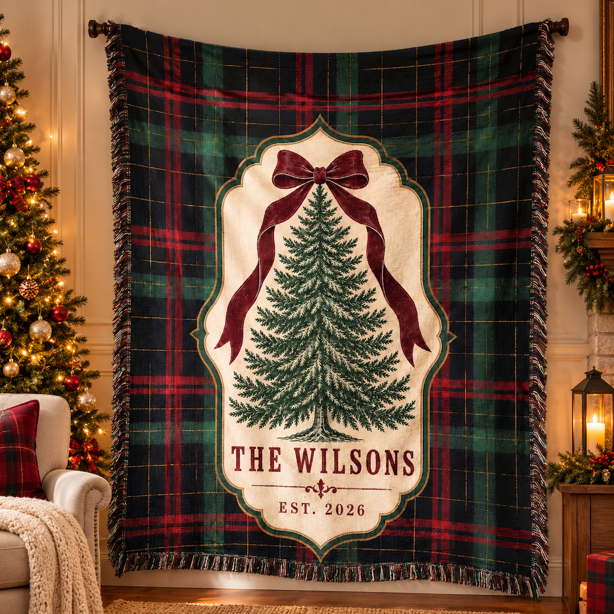Personalized Woven Blanket Custom Family Name Tartan Plaid Christmas Throw Holiday Tree Gift 9d0c1a27-e836-49b6-9195-8b58eaac99dc-be083d87-6867-414a-9f20-7272c418e999.png