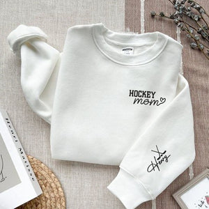 Custom Embroidered Hockey Mom Heart Shirt, Embroidered Gift, Hockey Mom Shirt, Mother's Day Gift, Gift For Mother, Mama