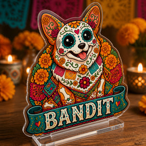 Sugar Skull Pet Standee – Custom Photo Portrait + Name - Personalized Acrylic Custom shape Standing 1 layer (FS) 9d578ce4-ab9d-4b81-a59d-9840f85b1689.jpg