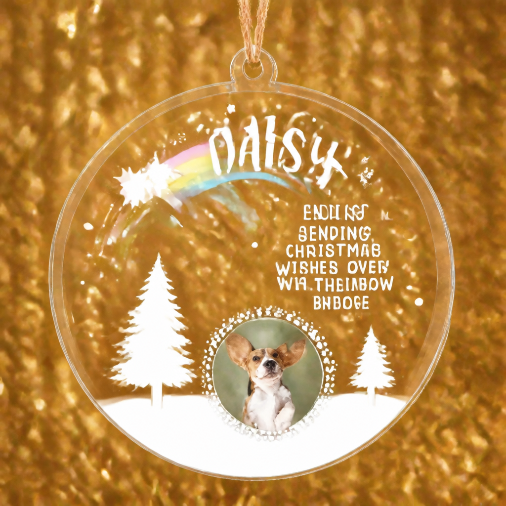 Rainbow Bridge Pet Memorial Christmas Ornament — Photo + Name - Personalized Transparent Acrylic Ornament 9d58465c-cadd-4c27-94c0-ab0776715a71.png