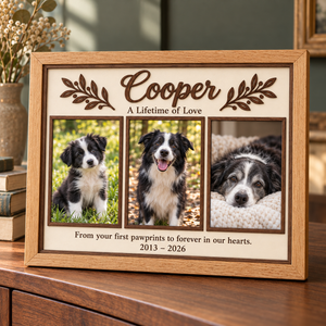Personalized Dog Memorial Photo Frame, Custom Wooden 3 Photo Collage, A Lifetime of Love Pet Keepsake, Loss of Dog Sympathy Gift 9d5b5af4-a5a4-444f-84a3-80d05216ce3a-Cooper-s-Botanical-Border-Collie-Memorial-Frame-4.png