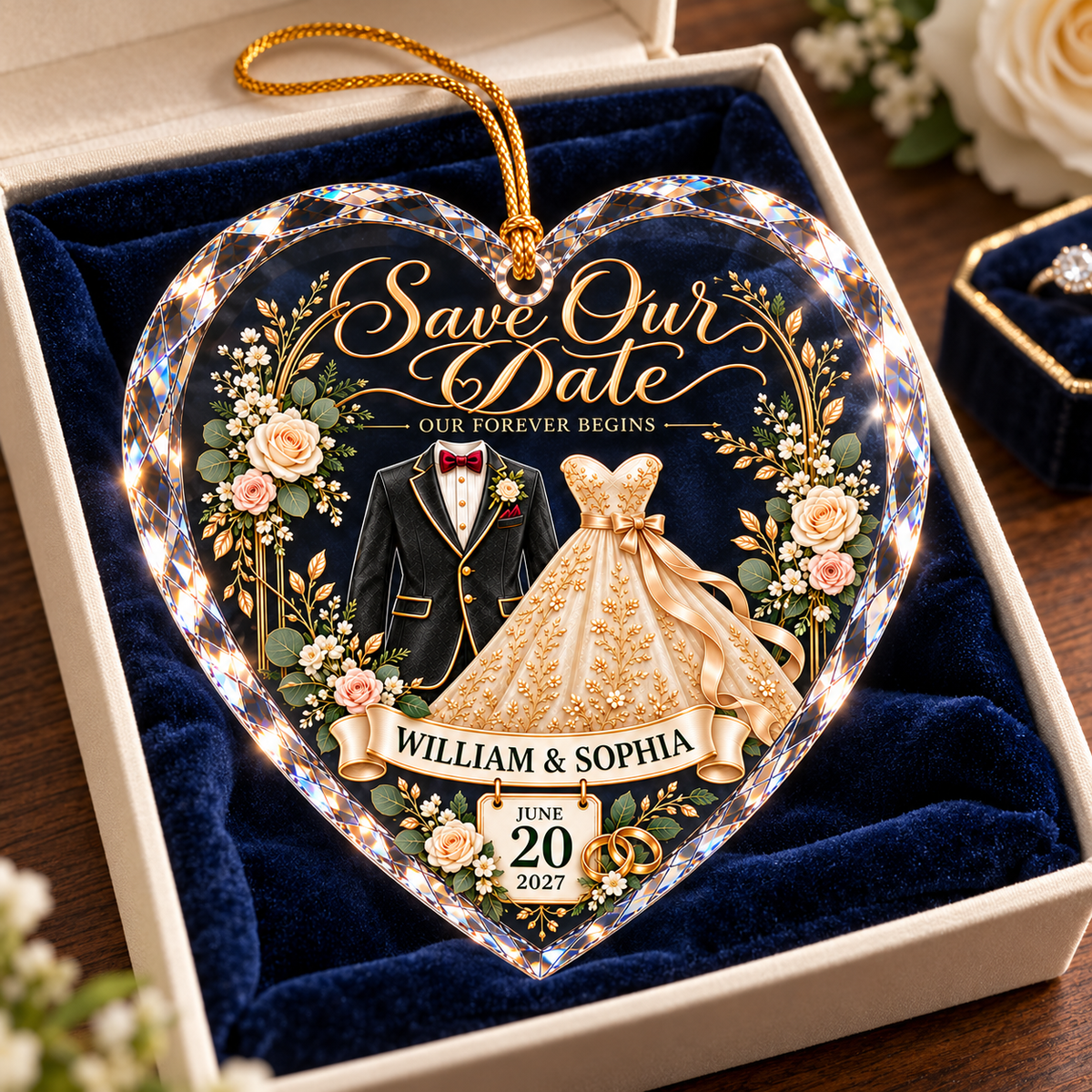 Personalized Save the Date Heart Christmas Ornament – Custom Couple Names and Wedding Date, Engagement Gift for Bride and Groom 9d80263e-1ff5-4e1e-9ff0-80b1df27d2bc-Heart-Crystal-Save-Our-Date-Keepsake-4.png