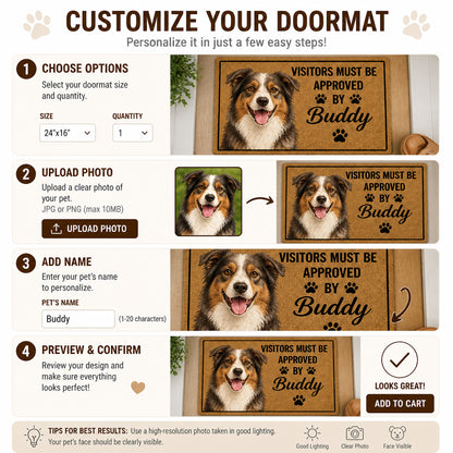 Visitors Must Be Approved By [Pet Name] Doormat - Personalized Doormat 9db21c83-47db-4c23-bc44-5d66d0c2bd3d.jpg