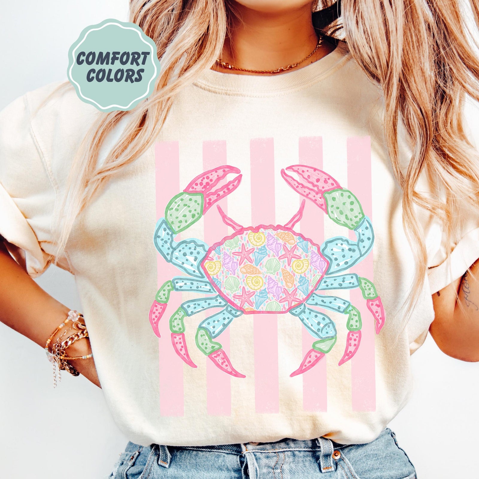 Comfort Colors Crab Shirt - Preppy Crab Graphic T-shirt - Boho Summer Beach Shirt - Retro Print Nautical Image TShirt 9db97c0e-5e56-4b67-a8d6-eff3d2dc6434-1.jpg