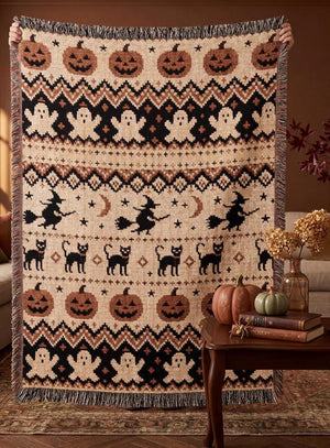Halloween Woven Blanket gift for Halloween lover Throw Blanket Cozy Fall Spooky Season Home Decor Pumpkin Ghost Blanket Autumn Couch decor 9dd77cc9-54e6-460a-a74e-dc4d029e38e2-ryrtyrt-1-.webp
