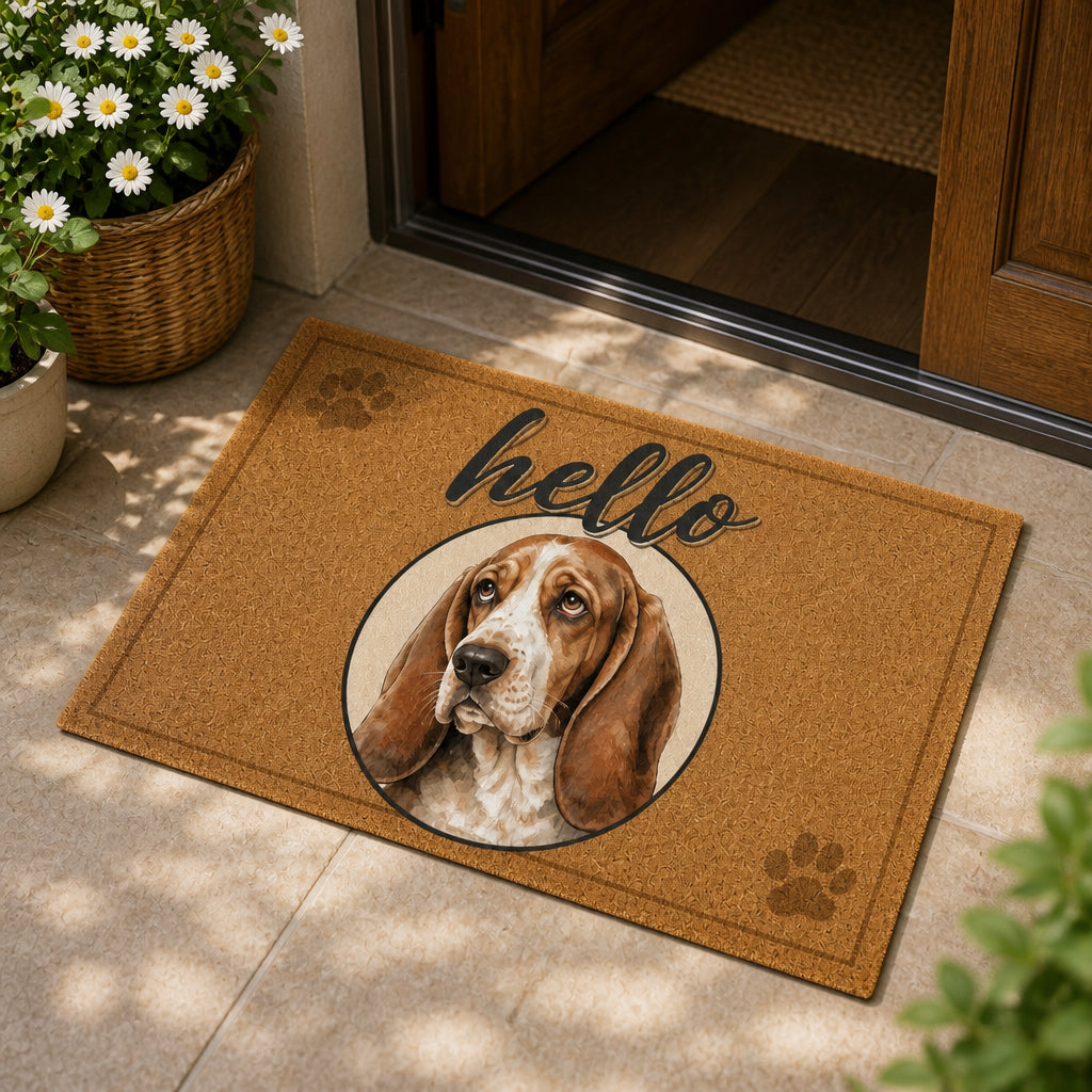 Basset Hound Hello Doormat - Doormat 9dde4c9a-386c-4deb-adde-95205296808a.jpg