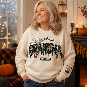 Spooky Grandma Est. Year & Grandkids Names Sweatshirt - Personalized Sweatshirt 9de7a45e-ef90-4b6e-9933-c511efd33209.jpg