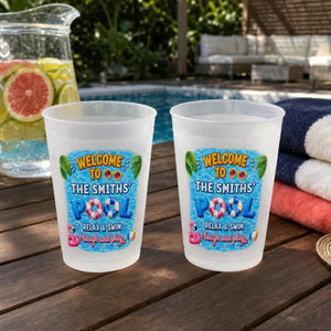 Welcome To Our Pool - Personalized Plastic Frosted Cup - Summer Gift For Family, Pool Drinking Accessory 9de8a72d-2332-43a5-9689-d140ec7e1ebb-6.jpg