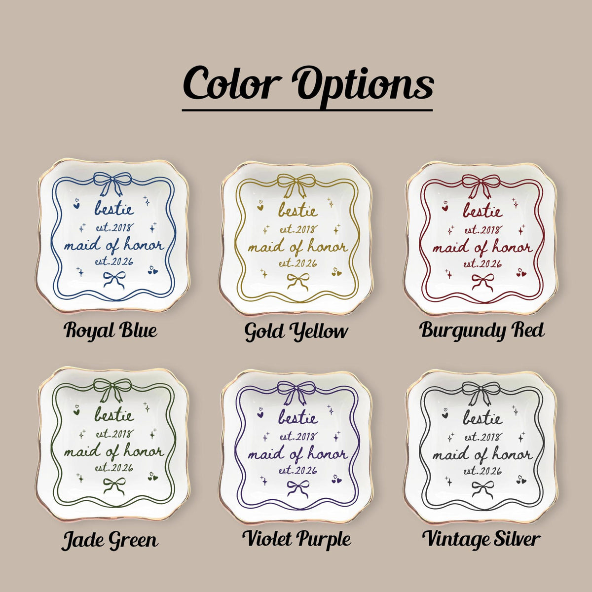 Custom Bridesmaid Jewelry Tray, Personalized Ceramic Ring Dish, Bride Bridal Shower, Friend Bestie Sister Trinket Ring Tray, Maid of Honor 9e067f47-6896-4687-9b94-b07a2309d0ec-5.jpg