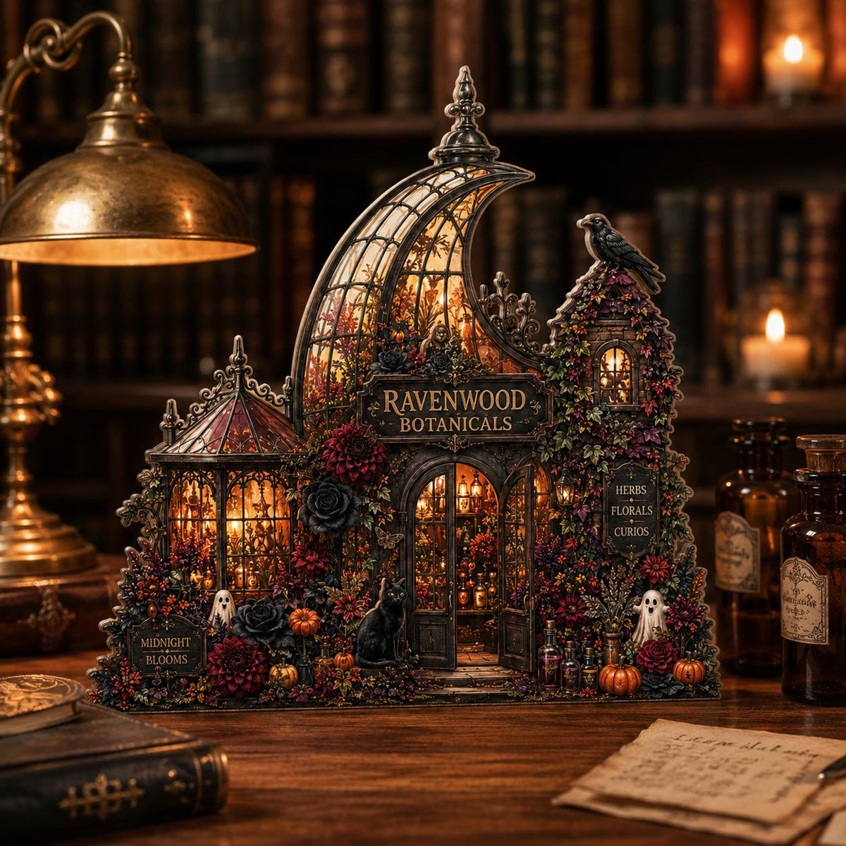 Halloween Botanicals Wooden Block, Gothic Halloween Flower Shop Decor, Witchy Greenhouse Shelf Sitter, Spooky Tabletop Gift for Home 9e096bc0-a188-4f53-bbe4-74c70340ebd6-1.jpg