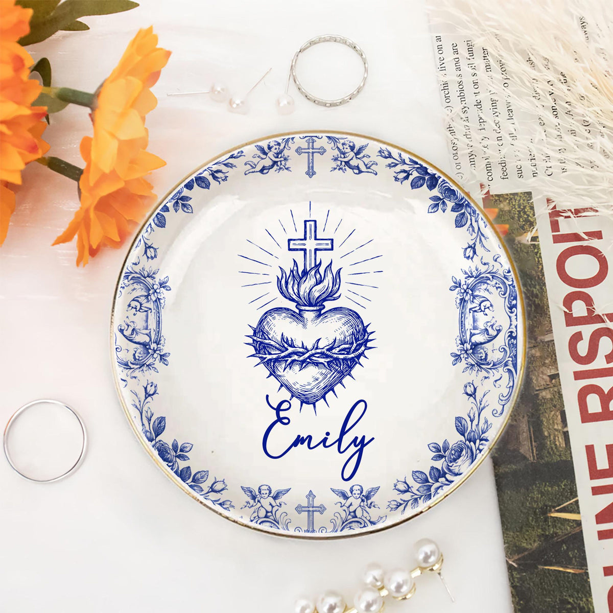 Personalized Sacred Heart and Cross Jewelry Dish, Custom Name Catholic Gift, First Communion Trinket Dish, Confirmation Baptism Ring Tray 9e0b80a3-4a68-4487-a0ba-1655ee2f4736-12.jpg