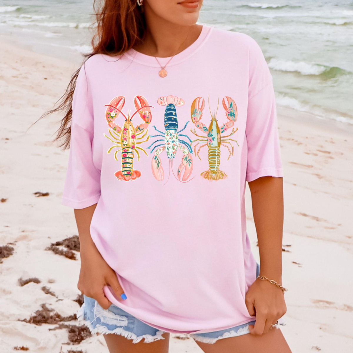 Coquette Lobster Shirt Preppy Coastal Beach Vacation Graphic Tee, New England Summer Vacation Shirt, Coastal Grandma Lobster Lover Gift 9e222db7-34d5-47aa-836c-c547ff6a0708-2.png