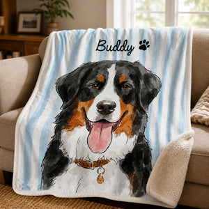 Custom Pet Watercolor Blanket - Name + Portrait - Personalized Blanket 9e253aa8-3d63-48cf-93ea-7e5aa5986038.jpg