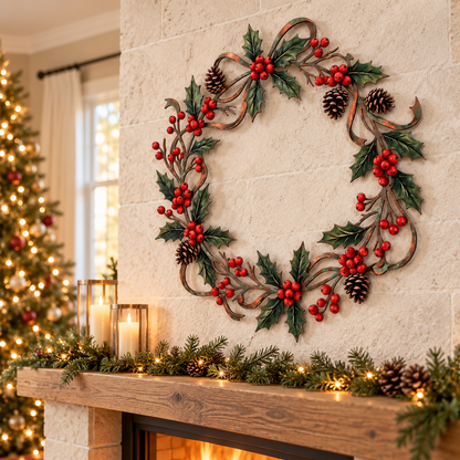 Christmas Metal Wreath, Holly Berries and Pine Cones Door Decor, Festive Holiday Porch Hanging, Winter Entryway Accent 9e26c402-88f8-4279-9601-38b8dcc9be29-d9b735bc-c09c-4657-bb31-4b53045d8d5a.png