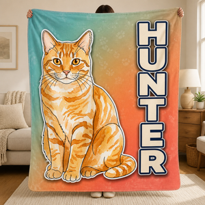 Custom Cat Portrait Name Blanket – Pop Outline Edition - Personalized Blanket 9e2b834f-3383-4522-8fc2-5e18ed01fe99.png