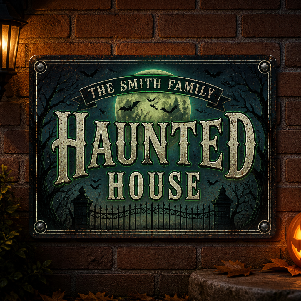Personalized Haunted House Metal Sign – Family Name - Personalized Cut Metal Sign UV Printed 9e2c22ba-3f88-489d-a8af-46b6224ec405.png
