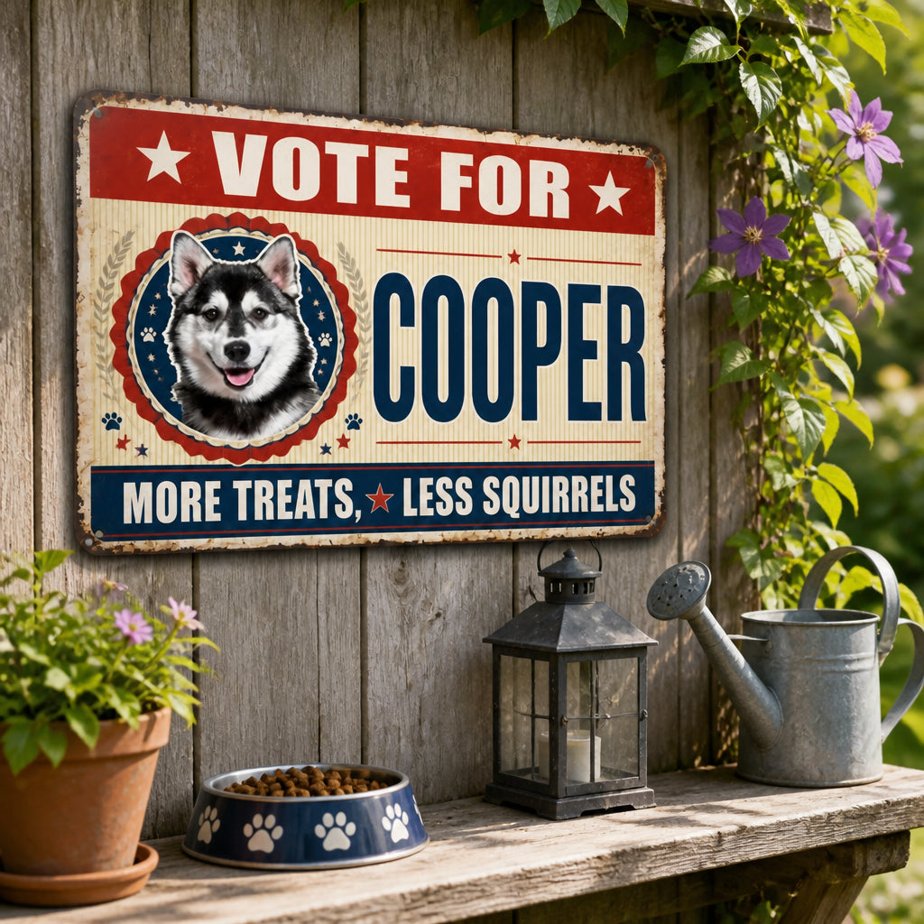 Vote For Your Dog – More Treats, Less Squirrels Metal Sign - Personalized Metal Sign 9e37ec2d-5f95-4d5a-825d-e0a50f72ec43.jpg