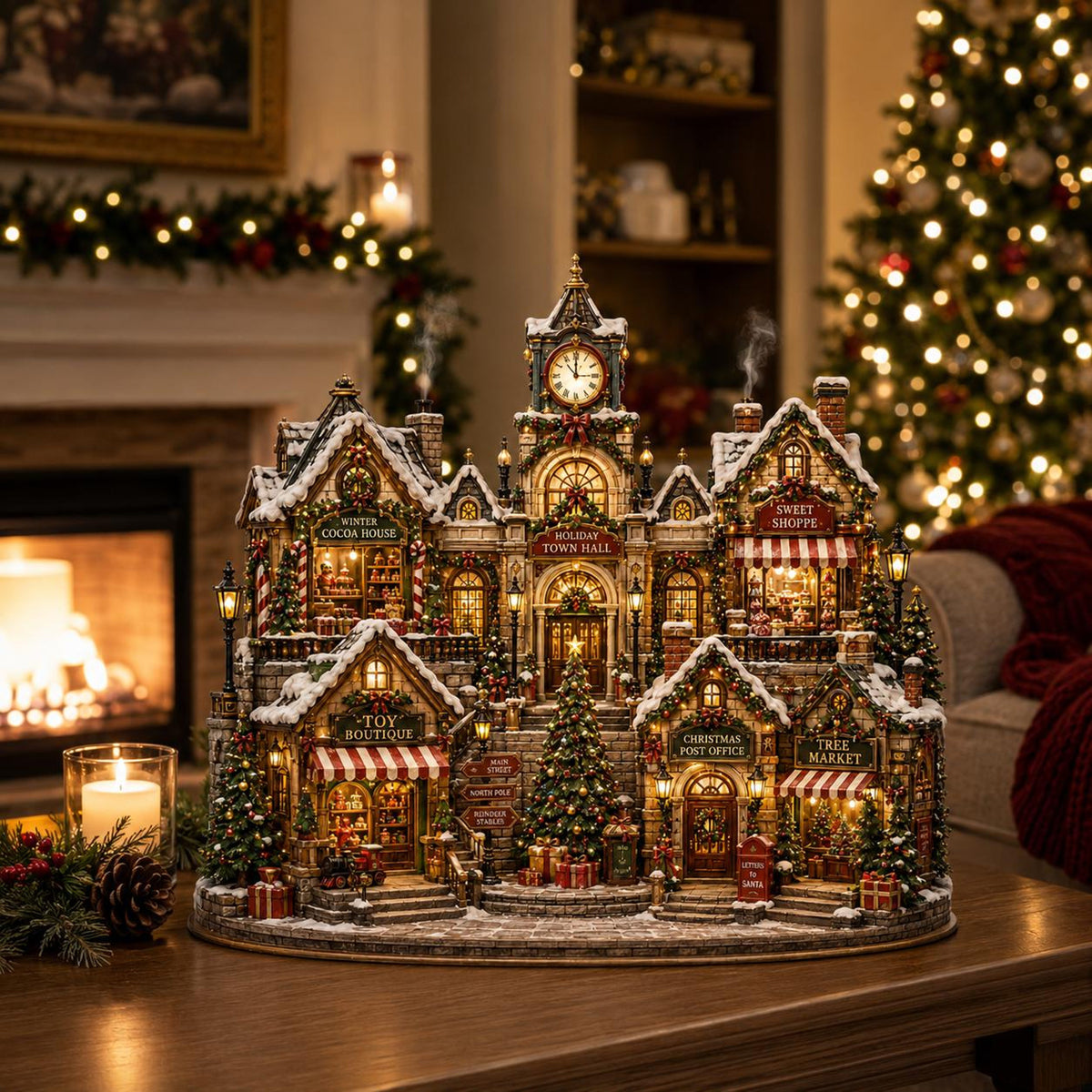 Christmas Village Wooden Block Decor, Holiday Town Hall Display, Rustic Winter Mantel Ornament, Festive Tabletop Gift Decor 9e3a57c4-640e-45df-a523-1afc457e5b93-4.jpg
