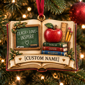 Personalized Teacher Open Book Christmas Ornament - Custom Name Teach Love Inspire Tree Decor 9e3ad2d0-ff5e-424b-987e-90adefdb1b9e-teacher_ornament_mockup_1_tree.png