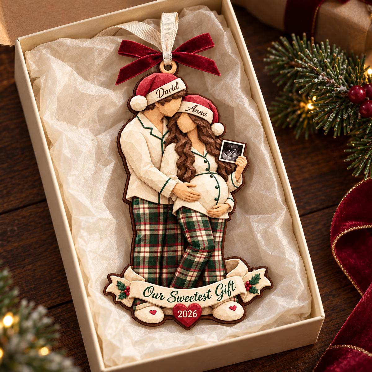 Personalized Pregnancy Christmas Ornament 2026 – Our Sweetest Gift, Custom Couple Names, Baby Announcement Keepsake for Parents to Be 9e3d57af-49c1-41af-8370-e674fc20387f-Pregnancy-Couple-Christmas-Ornament-Gift-Box-3.png