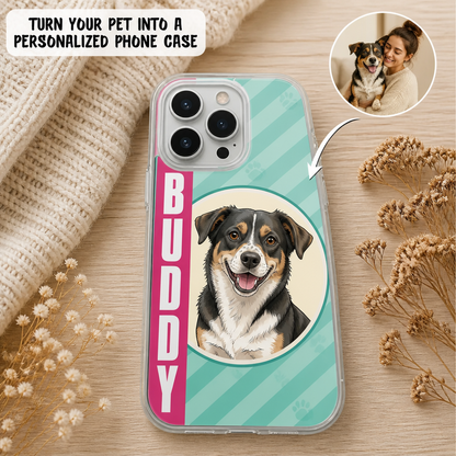 Custom Pet Portrait Phone Case with Name – Stripe Ribbon Edition - Personalized Phonecase 9e42e069-aec0-4572-8664-51c3332e065a.png