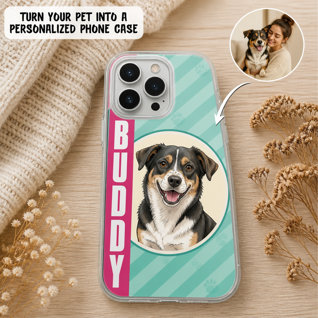 Custom Pet Portrait Phone Case with Name – Stripe Ribbon Edition - Personalized Phonecase 9e42e069-aec0-4572-8664-51c3332e065a.png
