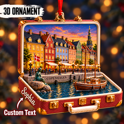 Personalized 3D Copenhagen Harbor Suitcase Christmas Ornament – Copenhagen Denmark Travel Souvenir & Gift for Copenhagen Lovers 9e5305cf-c779-45a3-80b0-48c58a443fd8-Copenhagen-harbor-suitcase-ornament.png