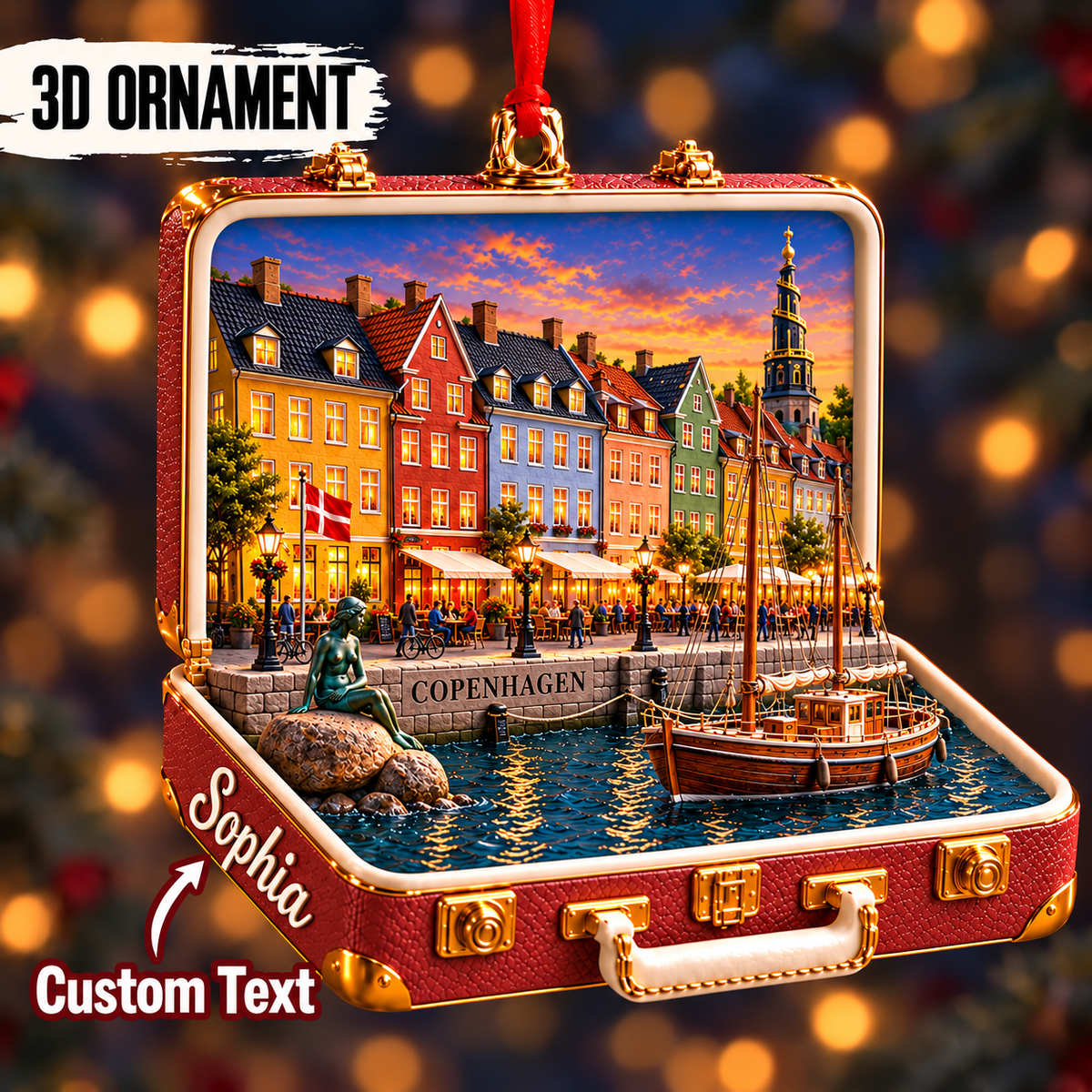 Personalized 3D Copenhagen Harbor Suitcase Christmas Ornament – Copenhagen Denmark Travel Souvenir & Gift for Copenhagen Lovers 9e5305cf-c779-45a3-80b0-48c58a443fd8-Copenhagen-harbor-suitcase-ornament.png