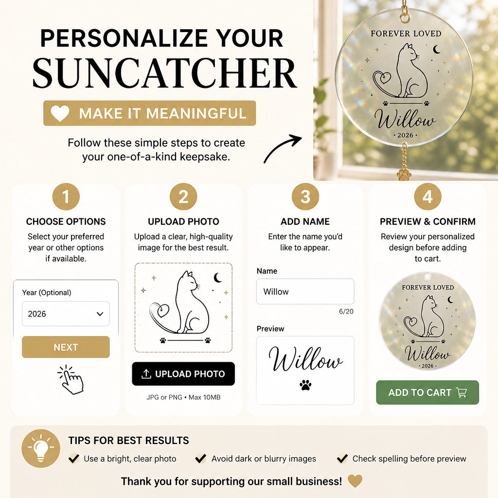 Forever Loved Cat Memorial Ornament – Personalized Name & Year - Personalized 1 Layered Suncatcher with Charm 9e5a6087-20b8-41e5-809d-d145eab66453.jpg