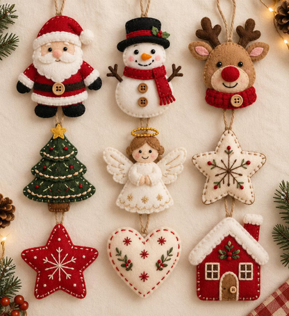 Handmade Christmas Felt Ornament Set, Santa, Snowman & Reindeer Tree Decorations, Traditional Winter Holiday Decor, Cute Christmas Gift 9e5fcec9-45d8-4fae-b123-f8ab052e769a-c3_converted.png