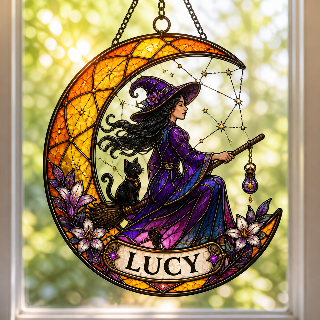Personalized Witch & Cat Stained-Glass Suncatcher - Crescent Moon Name Plaque - Personalized Suncatcher Stained Glass 9e8d3f04-26be-427e-b45b-eb9ba91b2e55.png