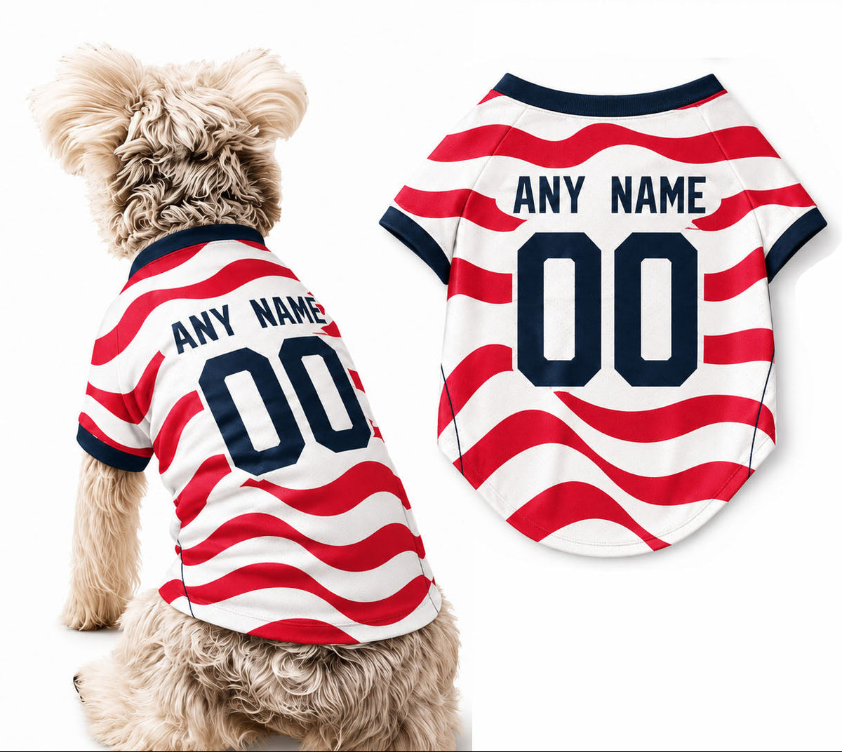 USA Dog Tshirt Pet Clothes Jersey Style Custom Name and Number Pet Clothes Gifts