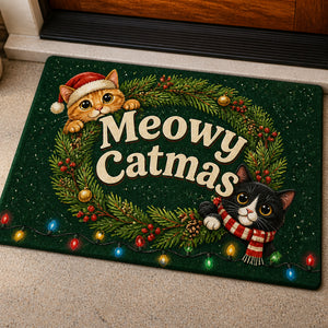 Meowy Catmas Holiday Cats Doormat – Wreath Edition - Doormat 9ec6b103-2110-41f8-82df-6a83efd53f29.jpg
