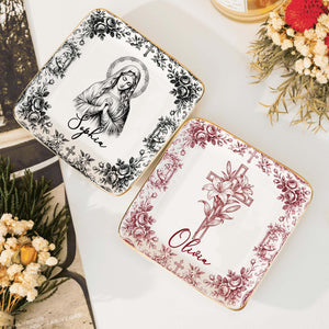 Personalized Sacred Heart and Cross Jewelry Dish, Custom Name Catholic Gift, First Communion Trinket Dish, Confirmation Baptism Ring Tray 9ee4b3b3-823e-406f-a15d-0e18fdd80fb0-9.jpg