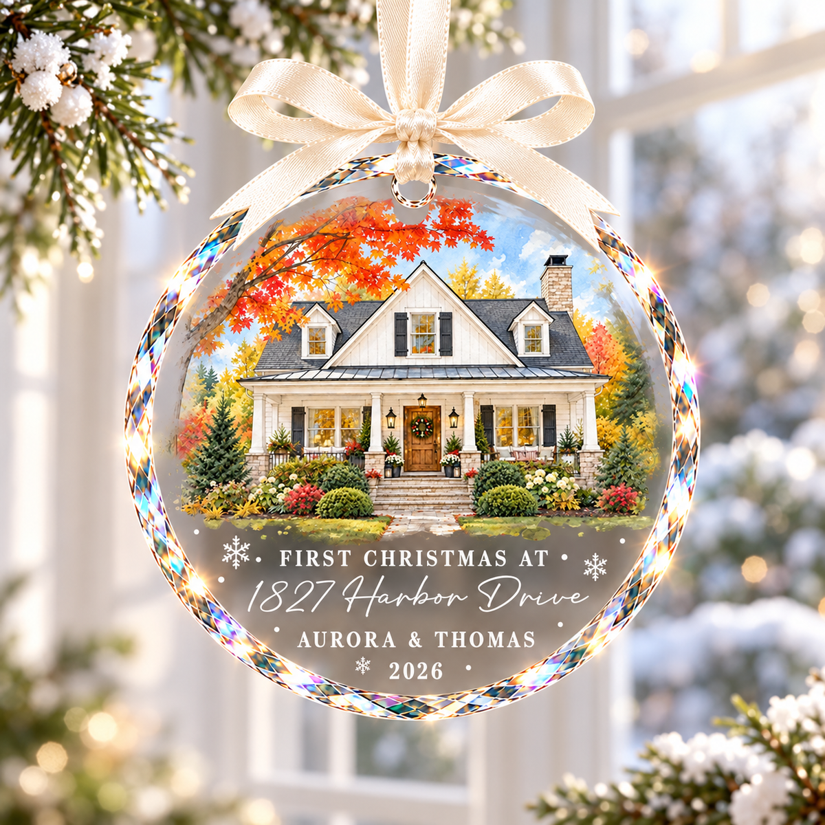 Custom New Home Ornament, Custom House Portrait Ornament, First Christmas In New Home Keepsake, Housewarming Gift, New Home Couple Gift 9eeb973c-9b6b-4d69-87ea-dfb46810f912-banner-1.png