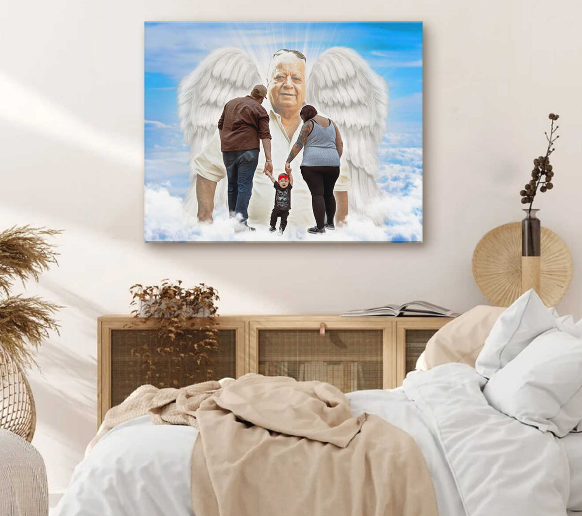 Add Deceased Loved One With Angel Wings, Add Lost Love One to Picture, Add Angel Wings to Lost Loved One, Family Portrait