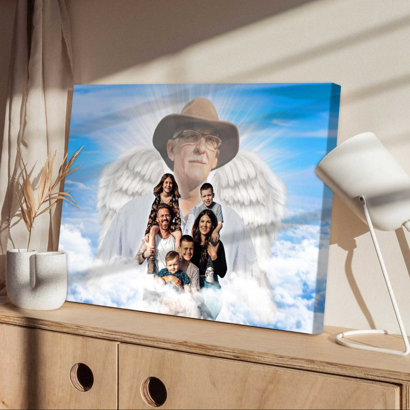 Add Deceased Loved One With Angel Wings, Add Lost Love One to Picture, Add Angel Wings to Lost Loved One, Family Portrait