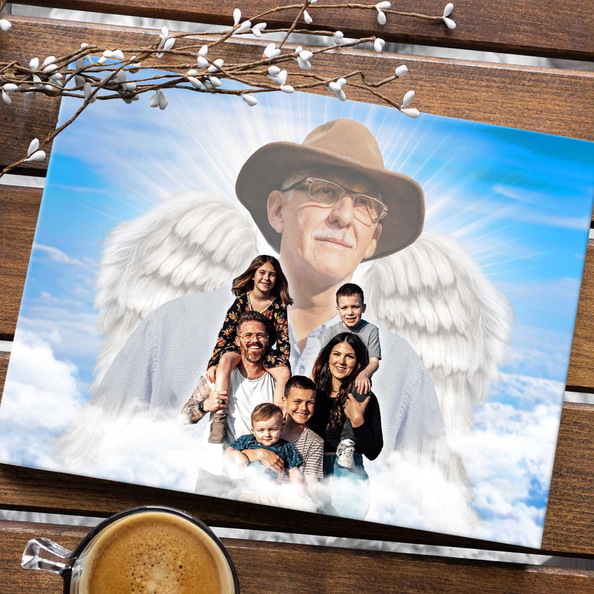 Add Deceased Loved One With Angel Wings, Add Lost Love One to Picture, Add Angel Wings to Lost Loved One, Family Portrait