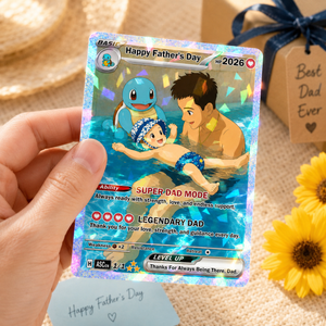 Custom Father s Day Poke Card, Personalized Dad Photo Card, Gift For Dad From Kids, Family Keepsake Trading Card