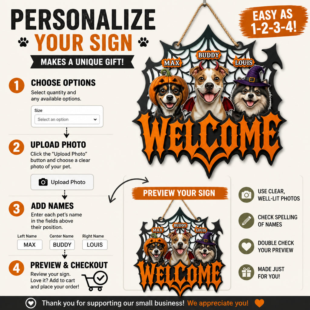 Halloween Dog Welcome Wood–Acrylic Sign — Upload 1–3 Pets & Names - Personalized Wood Acrylic Sign 9f29d175-251b-4268-9204-26b6e7d7025a.jpg