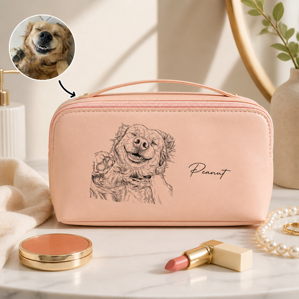 Custom Pet Portrait Toiletry Bag – Photo-to-Line Art with Name - Personalized Toiletry Bag 9f37a18a-fc1e-4f79-8f80-ec894b986f70.png