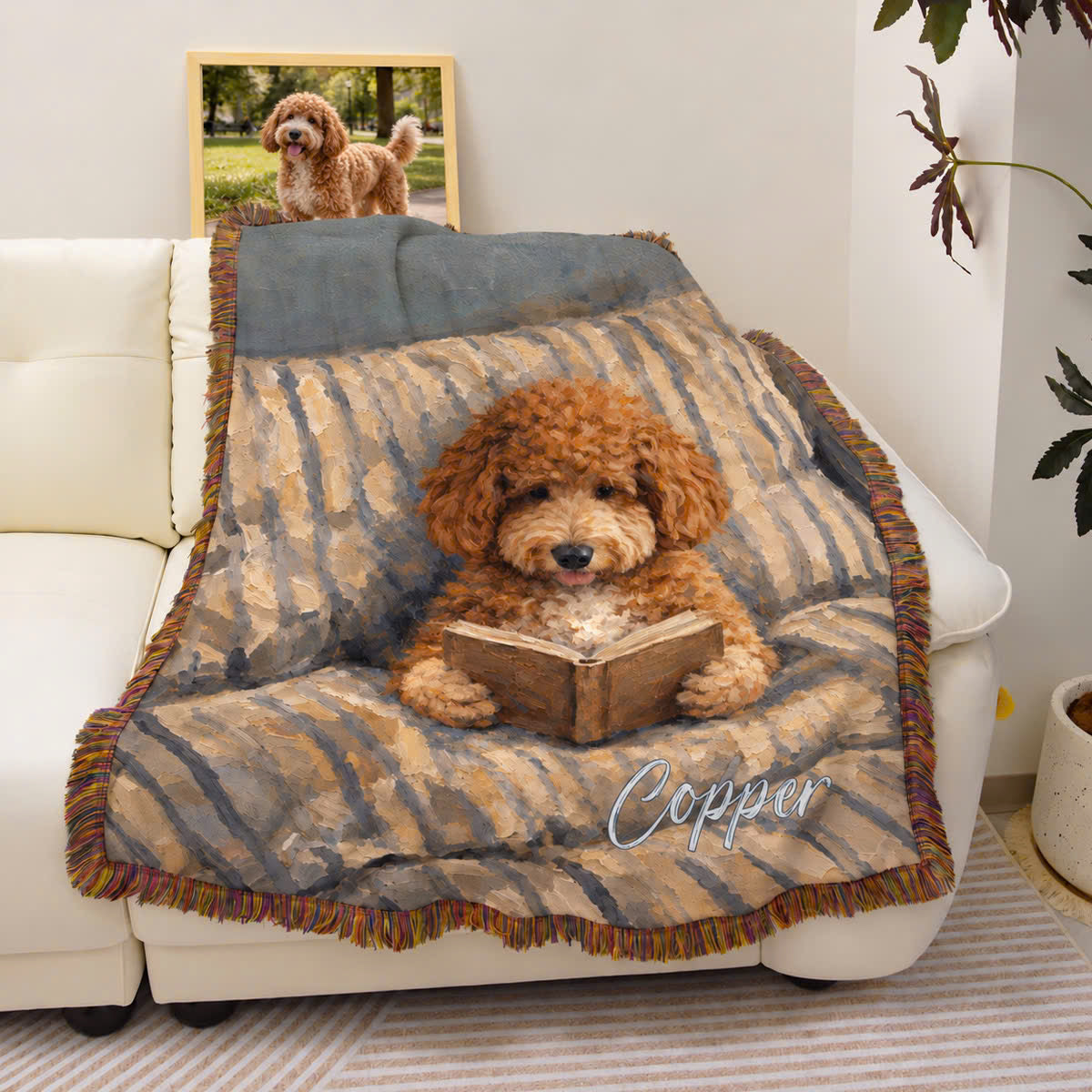 Personalised Oil Painting Pet Reading in Bed Photo Tassel Soft Throw Blanket with Name Home Decor Christmas Birthday Gift for Pet Lover 9f389728-2a41-4628-b930-d971827db9e8-banner-4.jpg