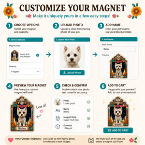Day of the Dead Pet Portrait Fridge Magnet – Photo + Name - Personalized Custom Shape Fridge Magnet 9f45075a-7d44-4c12-a25c-fd2757722aa4.jpg