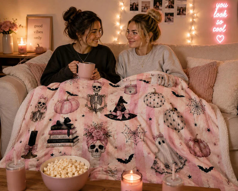 Pink Halloween Blanket, Cute Ghost Throw Blanket, Teen Girl Halloween Gift, College Dorm Blanket, Halloween Blanket For Teen Girl, Cozy Gift 9f4b4cfe-9930-47cb-8e83-8b73f32eda95-ghnfj-1-.webp