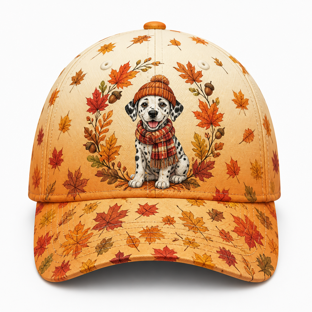 Autumn Dalmatian Leaf Wreath All-Over Print Cap - All Over Print Cap 9f6fc3d9-a63c-416b-adb4-e4c1ff24b0bf.png